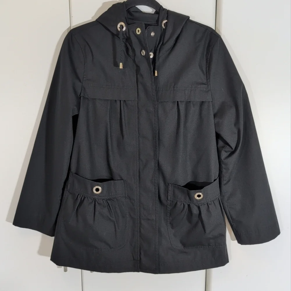 London Fog Hooded Front Zip & Snap Coat Size M